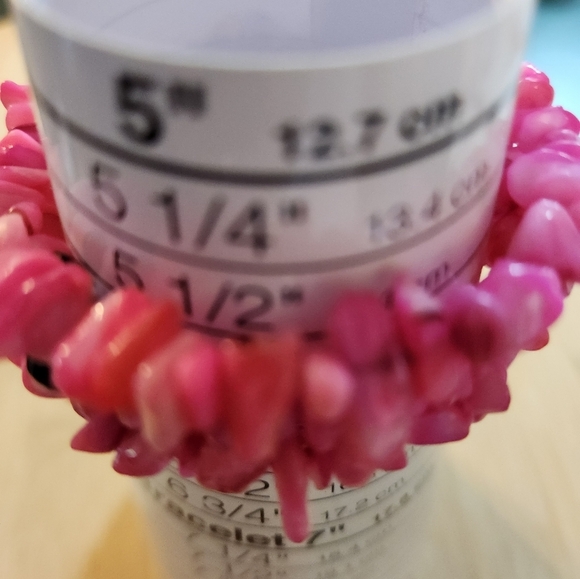 Hand Crafted Pink Beaded Necklace, Bracelet, and Earrings Set White Black Accent - Picture 8 of 11